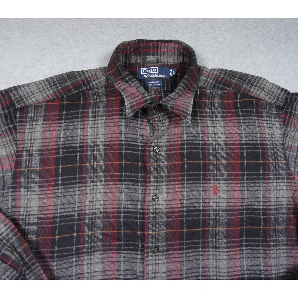 Vintage Polo Ralph Lauren Shirt Mens Large Button Down Long Sleeve Plaid Marlowe